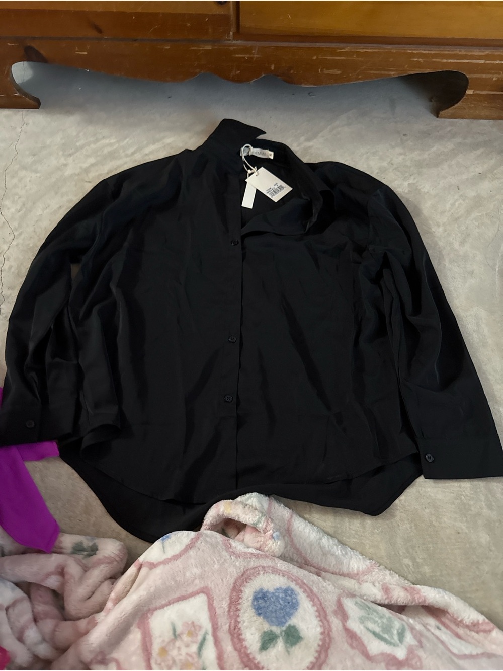 Womens Black Button-Up - Classic Lightweight Shirt